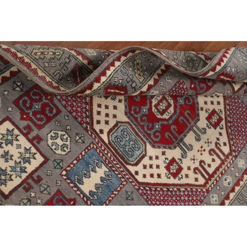 Geometric Kazak Accent Rug Handmade Bedroom Wool Carpet - 3'6" x 5'2"