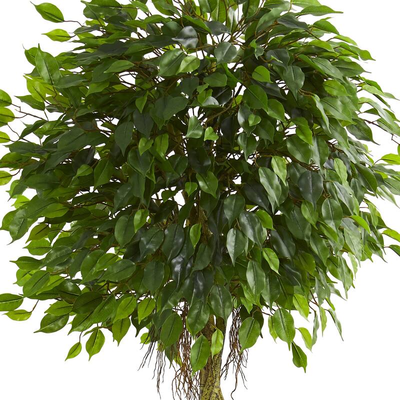 6ft Ficus Artificial Tree in Slate Planter with UV Resistant Vibrant Green Foliage for Patio or Dining Room Decor - 31-40 Inches