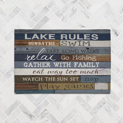 Laural Home Lake Rules Chenille Accent Rug