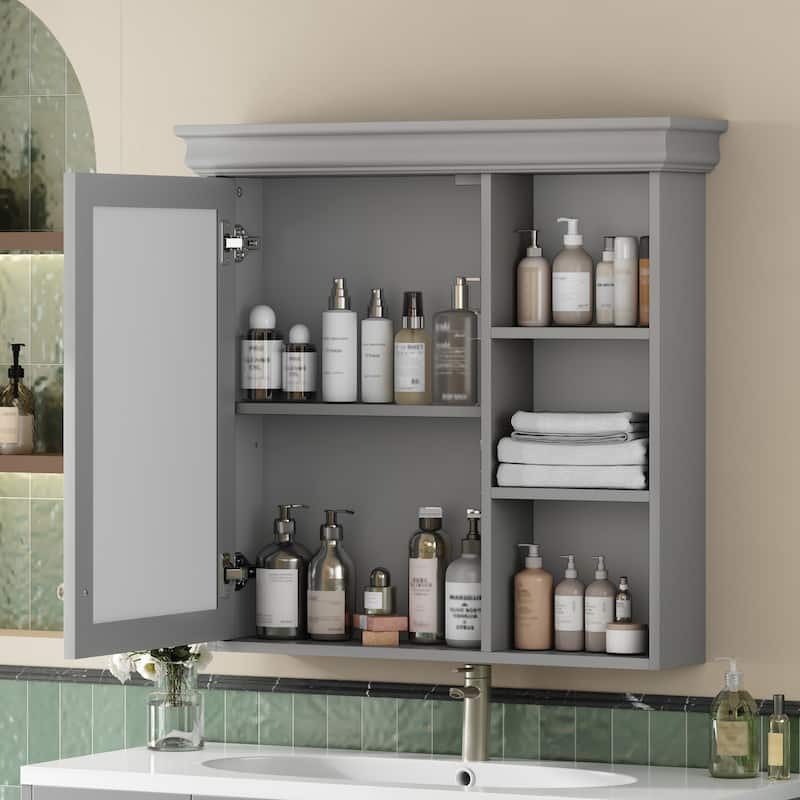 30"x28"Bathroom Medicine Cabinet with Mirror,Wall Mounted Mirror Cabinet with Storage Organizer,Over the Toilet Storage Cabinet