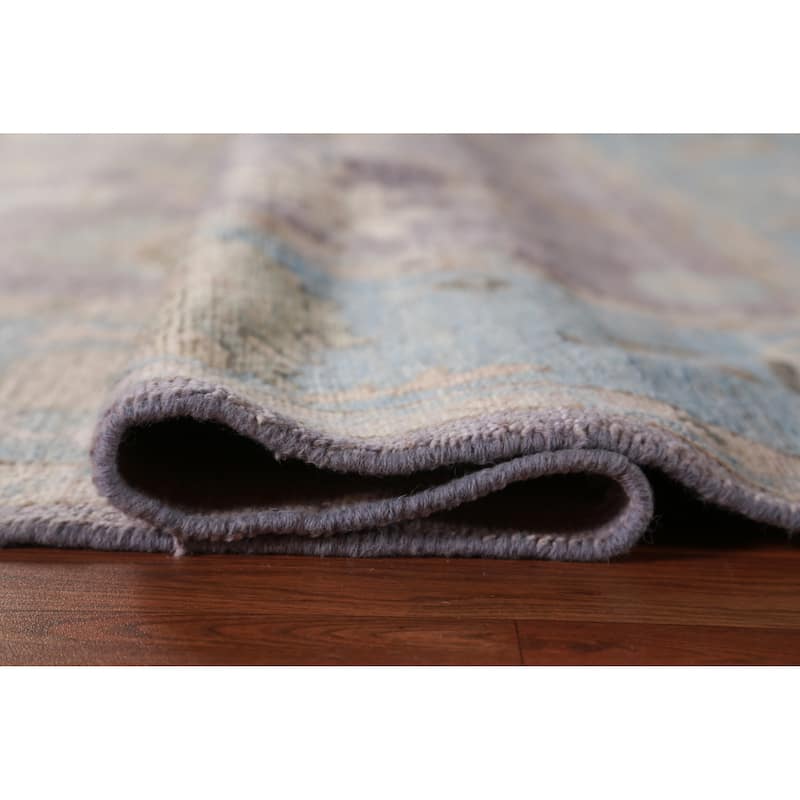 Hand Knotted Oriental 100% Wool Carpet Transitional All-Over Purples Oushak Area Rug - 9' 7'' X 8' 1''