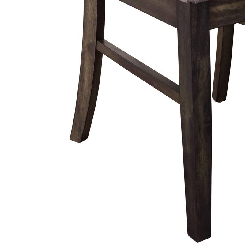 Wood Slat Back Dining Chairs Set of 2 - Dark Umber Brown Finish Upholstered Dining Chairs, Kitchen Furniture Dining Chairs