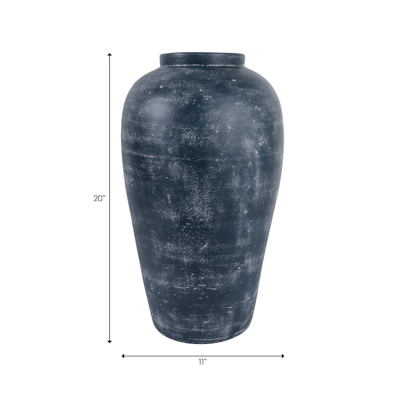 Textured Terracotta Vase with Distressed Finish - Tall Flower Vase