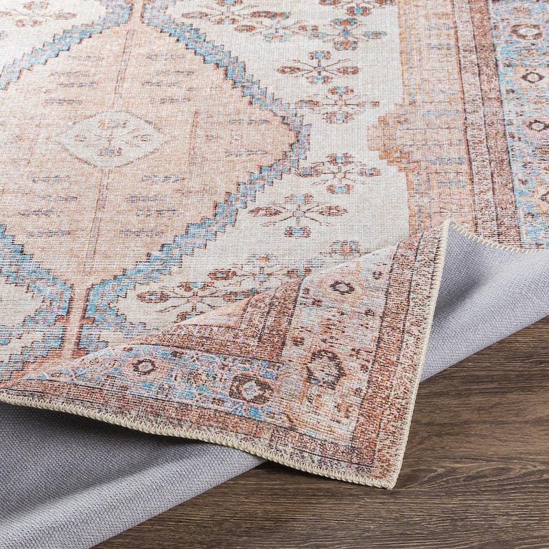 Livabliss Vintage Amelie Medallion Washable Area Rug