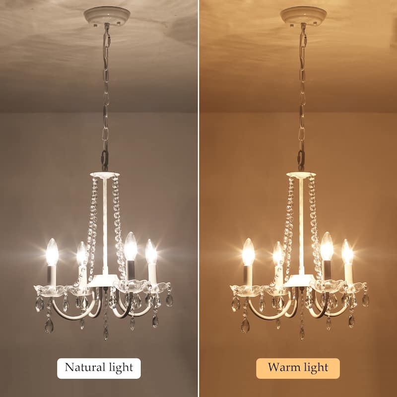 4-Light Candle Style Chandelier with Crystal Accents for Living Room Bedroom
