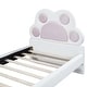 preview thumbnail 6 of 12, Meow ~ Kids Bed Paw Shaped Upholstered Platform Bed Cute Fairytale Animals Theme Bed with Slat, Headboard and LED Light Strip