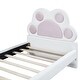 preview thumbnail 8 of 14, Twin Platform Bed with Paw-Shaped Headboard and LED Lighting, Pink Upholstery