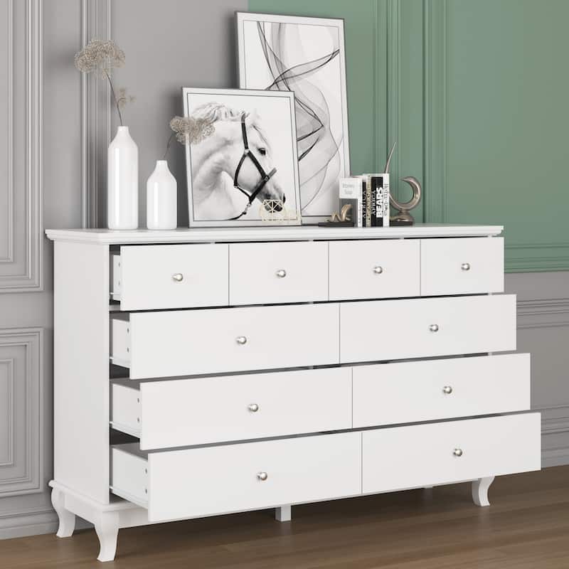55.1" Wide Double Bedroom Dresser with Storage Drawers