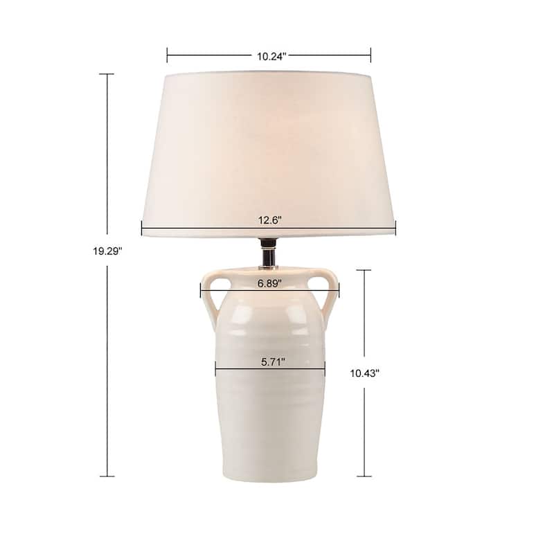 INK+IVY Everly White Ceramic Table Lamp with Handles