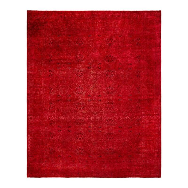 Overdyed, One-of-a-Kind Hand-Knotted Area Rug - Red - 8' 2" x 10' 0"