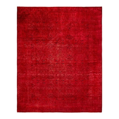 Overdyed, One-of-a-Kind Hand-Knotted Area Rug - Red - 8' 2" x 10' 0"