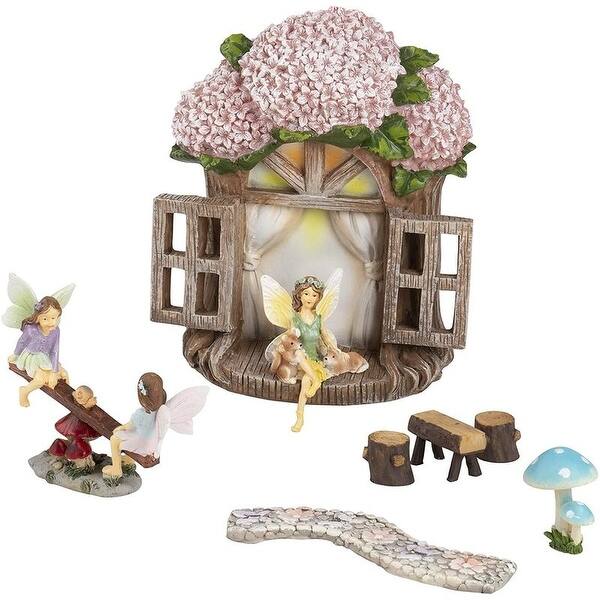 Shop 7 Piece Miniature Tree House And Fairy Figurines Garden Accessories Decorations Overstock 31042155