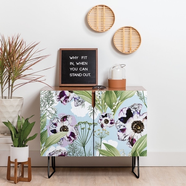 Deny Designs Purple Floral Credenza (Birch or Walnut, 2 Leg Options). Opens flyout.