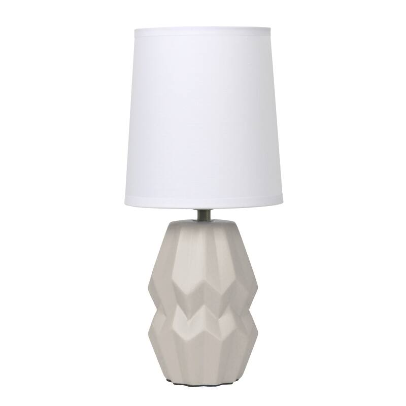 Geometric Ceramic Table Lamp with White Drum Shade - 19.5" - Gray