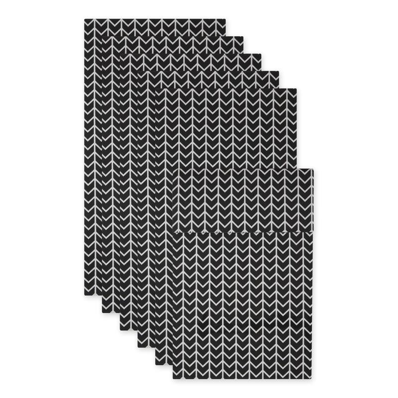 DII Nautical Blue Market Print Fridge Liner (Set of 6) - Black Herringbone