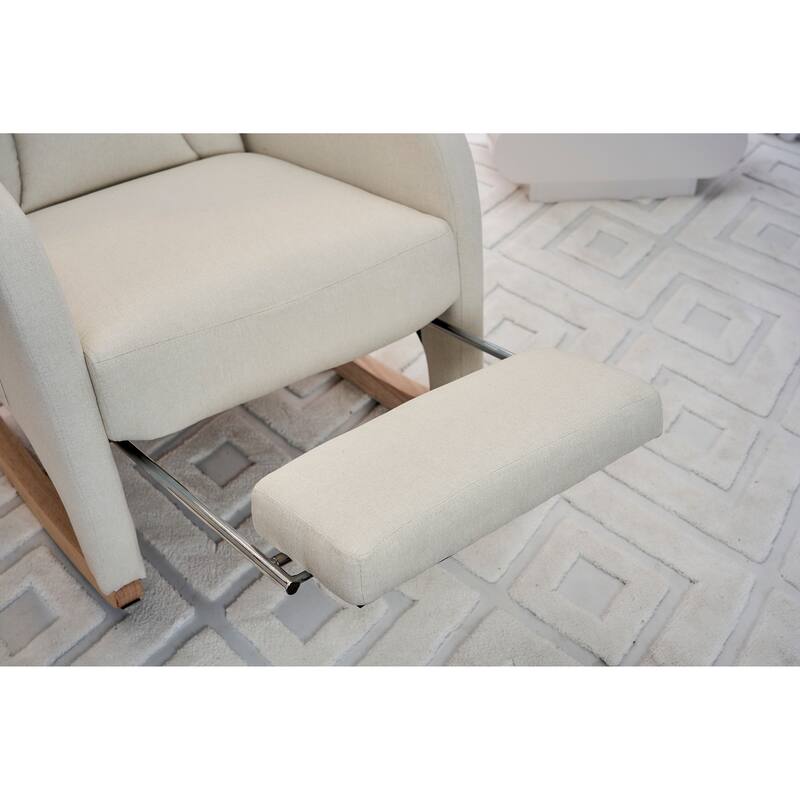 Comfortable Rocking Chair with Adjustable Footrest and Spacious Seat, Perfect for Relaxing and Unwinding.