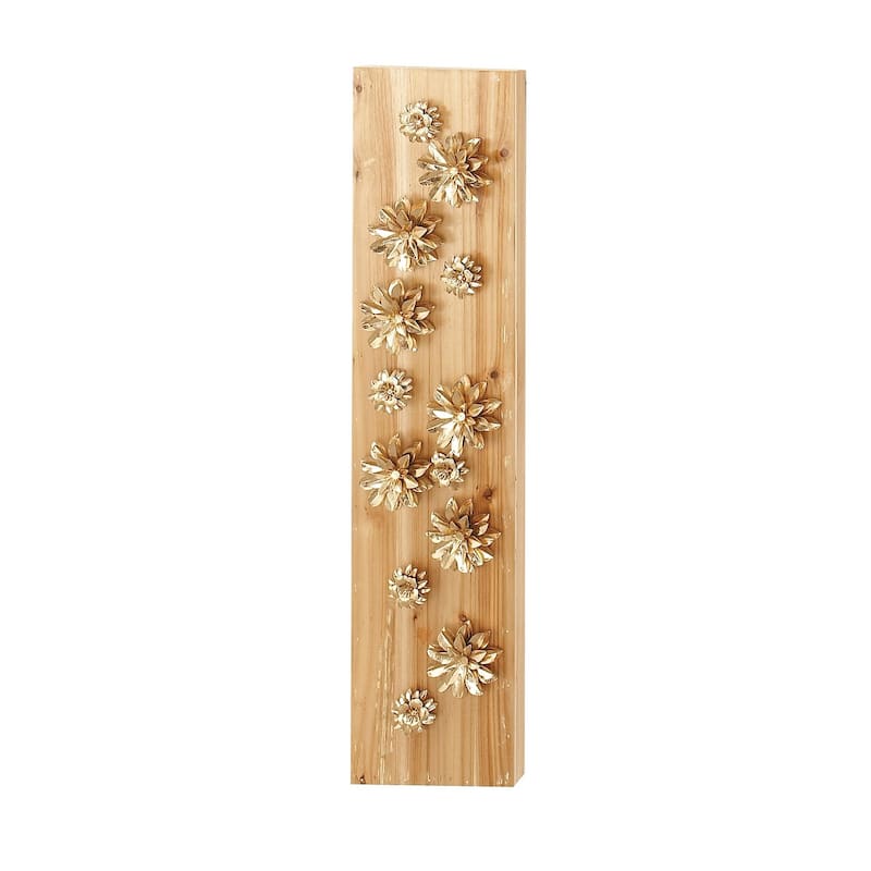 Wood Floral Wall Decor - Gold - Roche River Decor