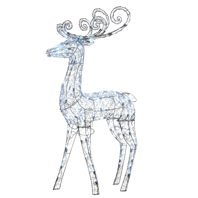 National Tree Company 4 ft. Crystal Bead Deer with LED Lights - White