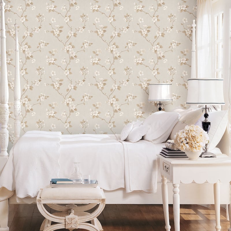 Galerie Wallcoverings Palazzo 2 Collection Dogwood Floral Vine Vinyl on Non-woven Matte Wallpaper Roll