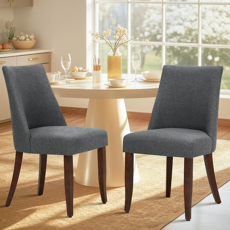RENEWLINE Contemporary Dining Chair（Set of 2/4/6 - Upholstered Backrest & Wood Frame - Set of 2 - Dark Grey
