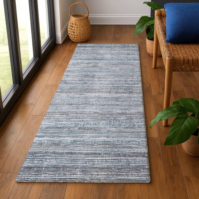 Premium Washable Super Soft Casual Stripes Mayfield Rug - 2'3" x 7'6" - Sky