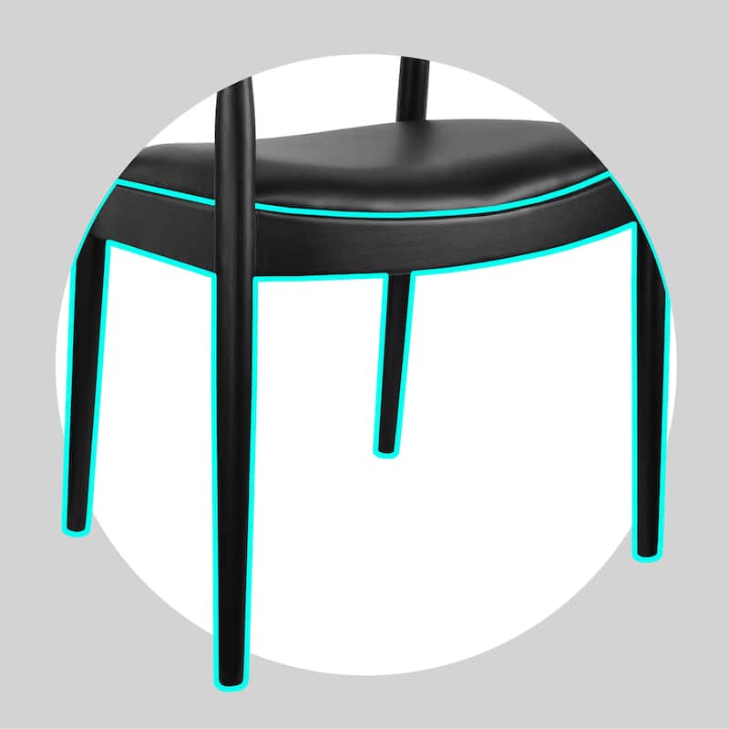 Wooden Farmhouse Dining Chair | PU Leather Cushion Seat | Modern Accent Kennedy Armchair for Kitchen Dining Room or Office