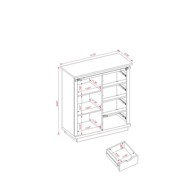 Brown Wood Rustic Style 4-Drawer with 1-Sliding Door Storage Cabinet