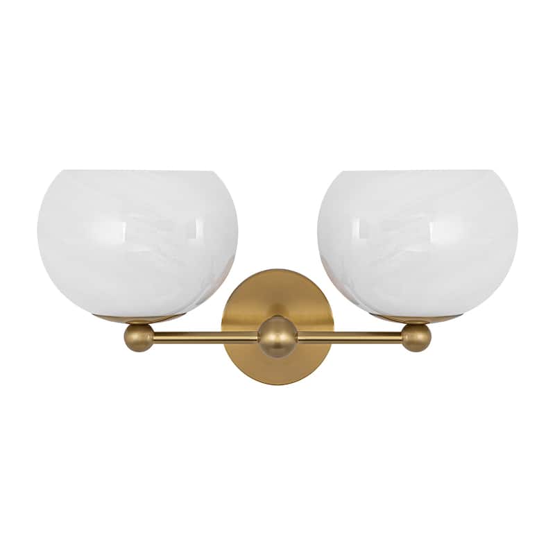 2-Light Gold Double-Globe Wall Sconce Cloud-Pattern Glass Shades