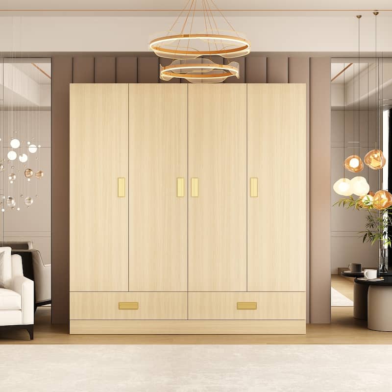 Large Wardrobe w/Optional Top Cabinet Bedroom Accent Closet Cabinet - 66.9"X63"