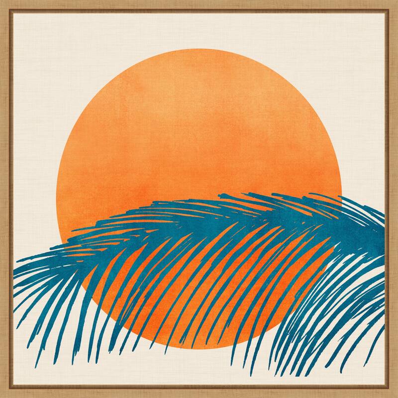 Retro Tropical Sunset by Kristian Gallagher (22 x 22 in.), Framed Canvas Wall Art Print