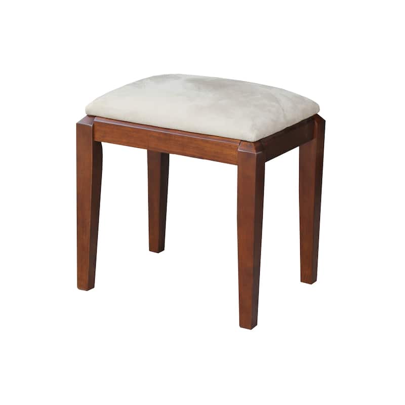 Solid Wood Upholstered Vanity Bench - Espresso