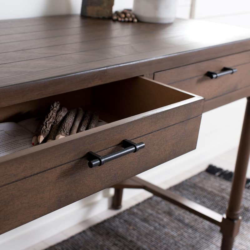 SAFAVIEH Zennure White Washed Grey Writing Desk - Brown