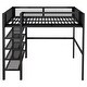 preview thumbnail 13 of 16, Artsy Full Size Metal Loft Bed with 4-Tier Shelves and Storage, Black