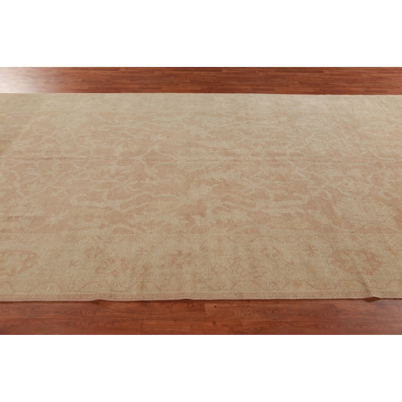 Hand Knotted Oriental 100% Wool Carpet Transitional All-Over Oranges & Rust Oushak Area Rug - 15' 7'' X 6' 8''