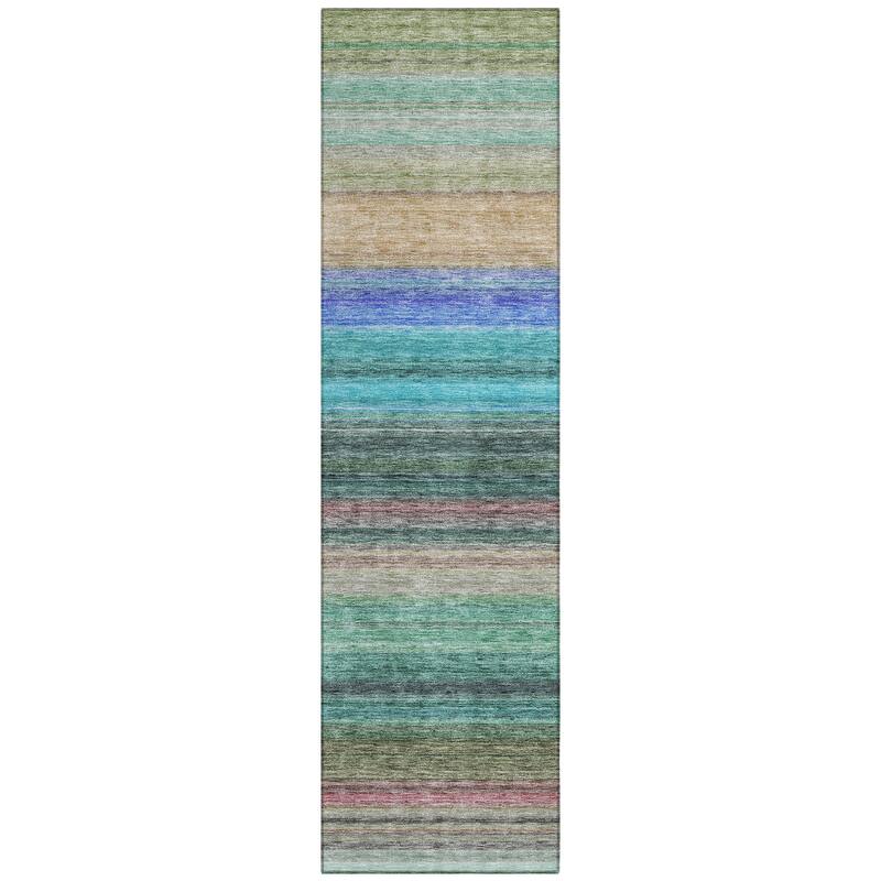 Machine Washable Indoor/ Outdoor Ombre Stripes Chantille Rug