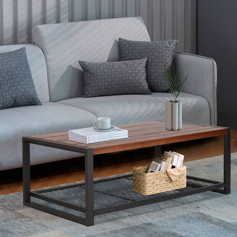 Console Coffee Table with a Natural Reclaimed Wood Finish