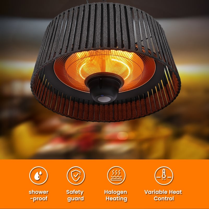 1500W Halogen Ceiling Mount Patio Heater with LED - Remote Control