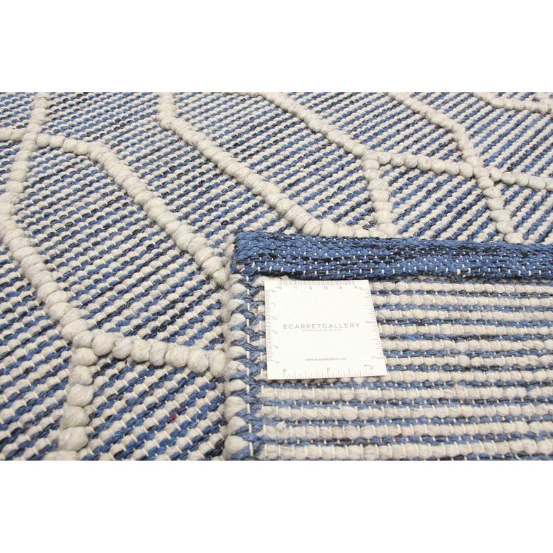 ECARPETGALLERY Braid weave Sienna Blue Wool Rug - 4'11 x 8'0