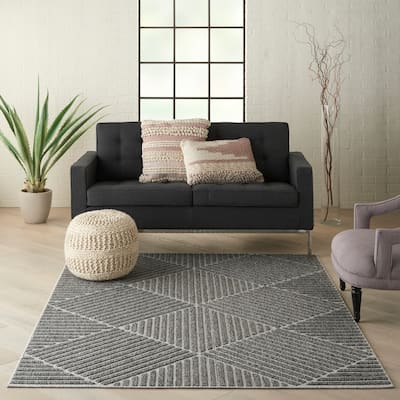 Nourison Palamos Textured Geometric Stripes Indoor/ Outdoor Area Rug