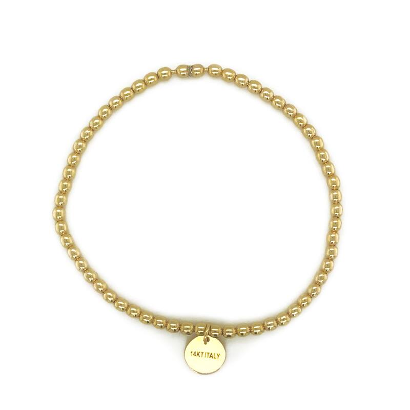 Joelle Collection Beaded Bracelet 18k Gold Stretch 2mm