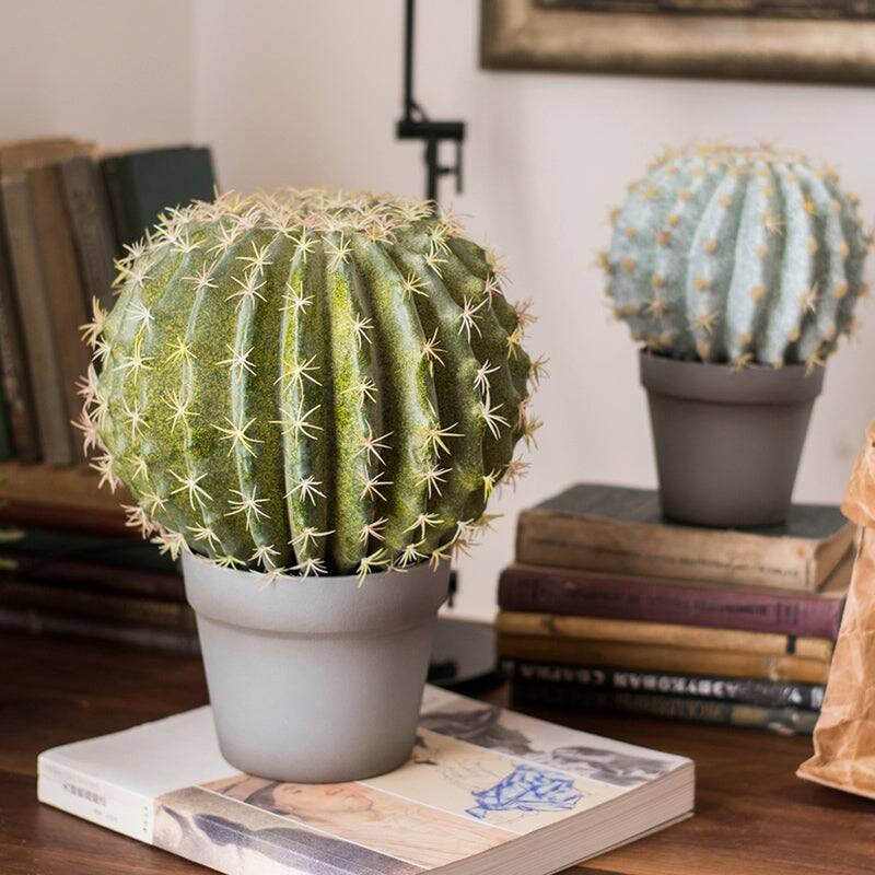RusticReach Artificial Potted Cactus Ball