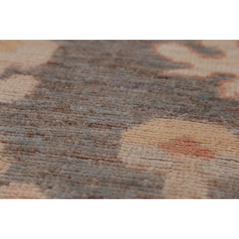 Hand Knotted Oriental 100% Wool Carpet Transitional Floral Greys & Charcoal Oushak Area Rug - 5' 9'' X 4' 2''