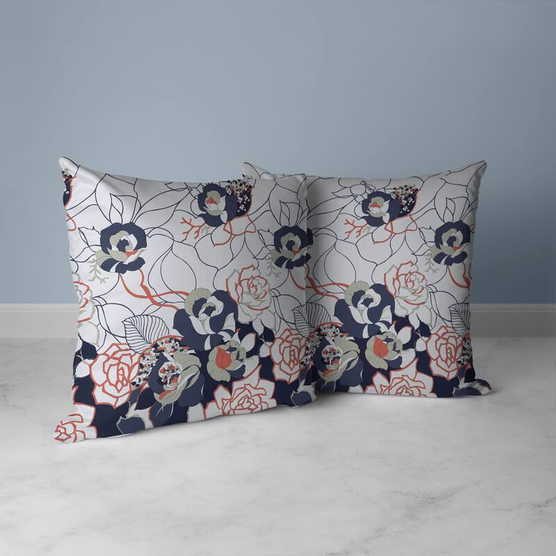 Regal Rose Retreat Faux Suede Reversible Throw Pillow Silver and Blue