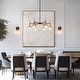 preview thumbnail 8 of 17, Beta Modern 6-Light Black Gold Glass Wheel Chandelier for Dining Living Room - 27.6'' Dia. x 12.6'' H