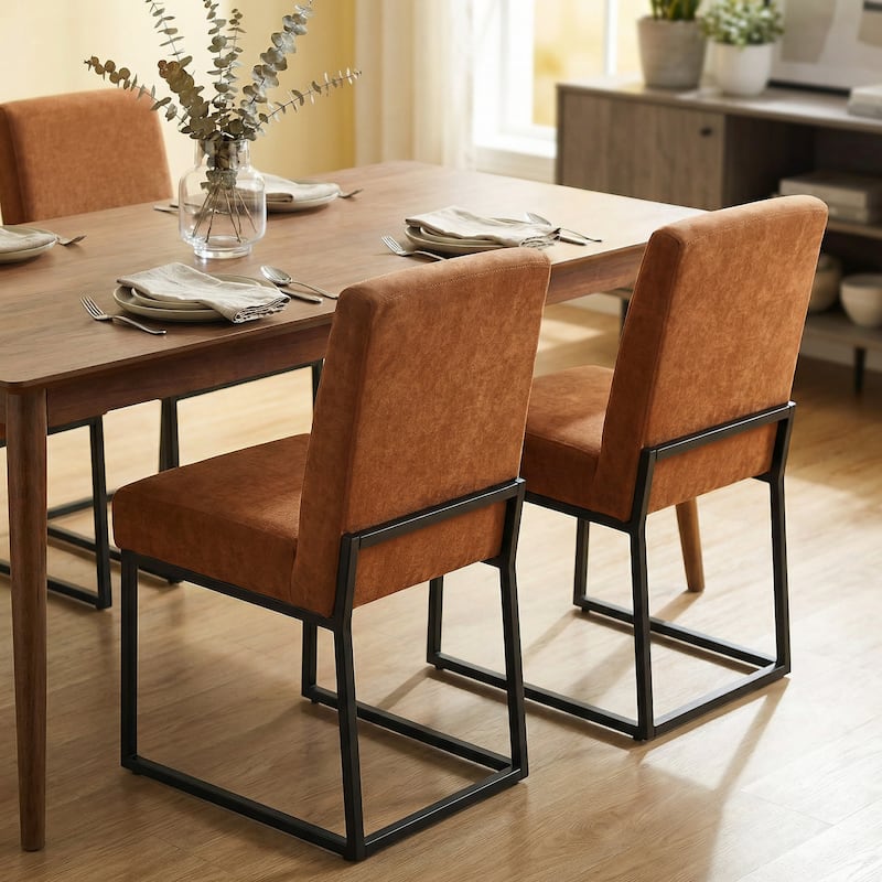 Mid Century Modern Dining Chair with Black Metal Legs