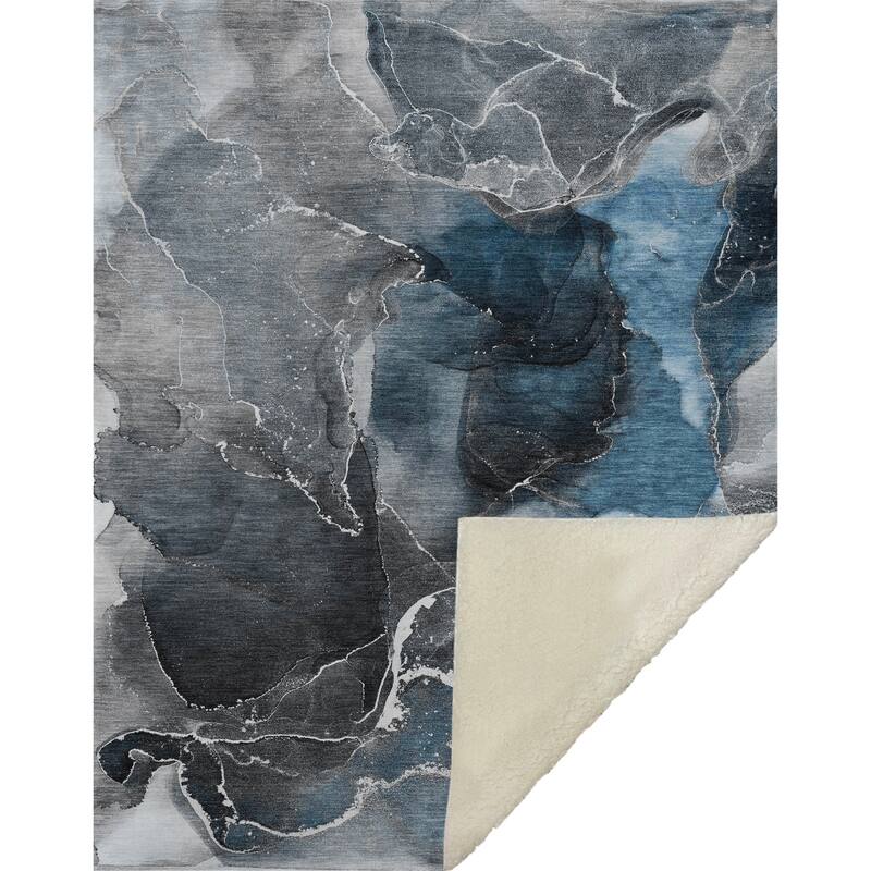 Premium Machine Washable Abstract Contemporary Sherpa Throw Blanket