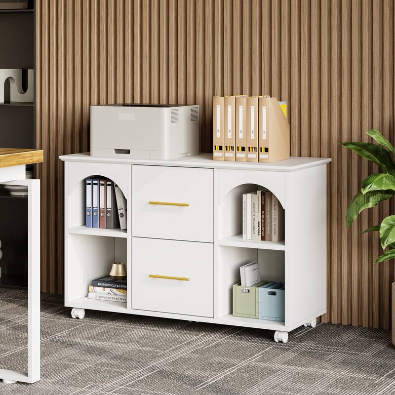 39.3'' Mobile File Cabinet for Home Office, 2 -Drawer, Fits A4/Letter Size