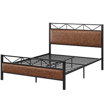 Rustic Metal Platform Bed Frame with Headboard