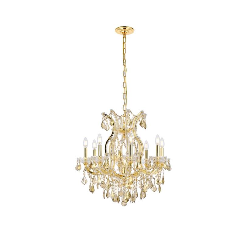 Fleur Illumination Collection Chandelier D:26in H:26in Lt:9 Gold Finish - Gold/royal cut crystals (golden teak)