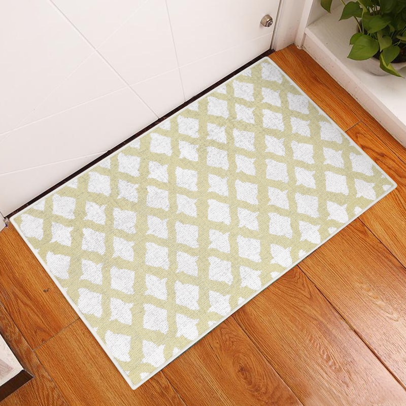 Sussexhome Heavy Duty Ultra Thin Non Slip Washable Cotton Indoor Rug - 2' x 3' - Light Beige